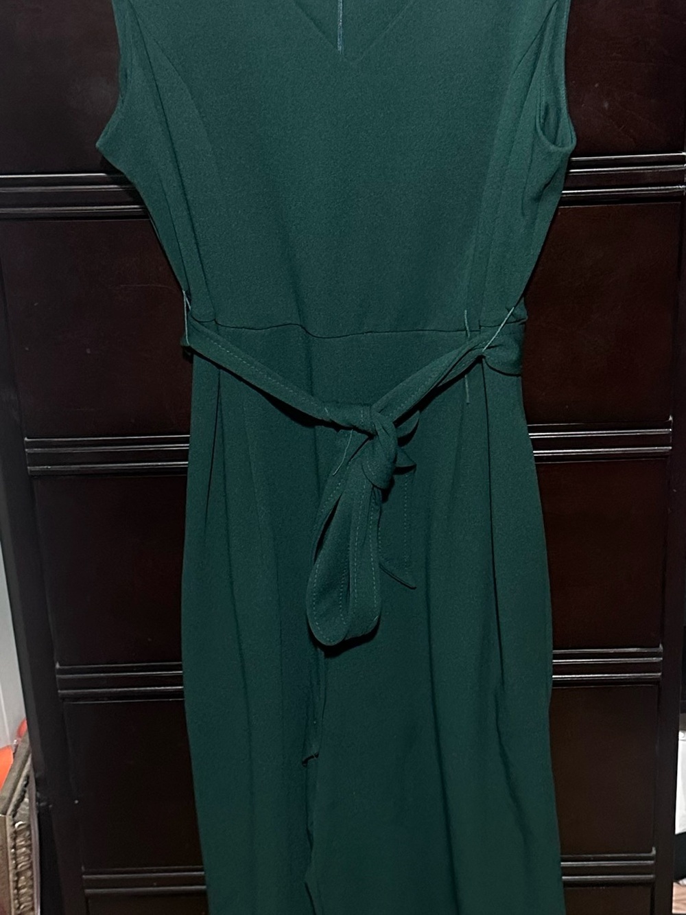 Calvin Klein Sleeveless Tie-Waist Jumpsuit in Forest Green